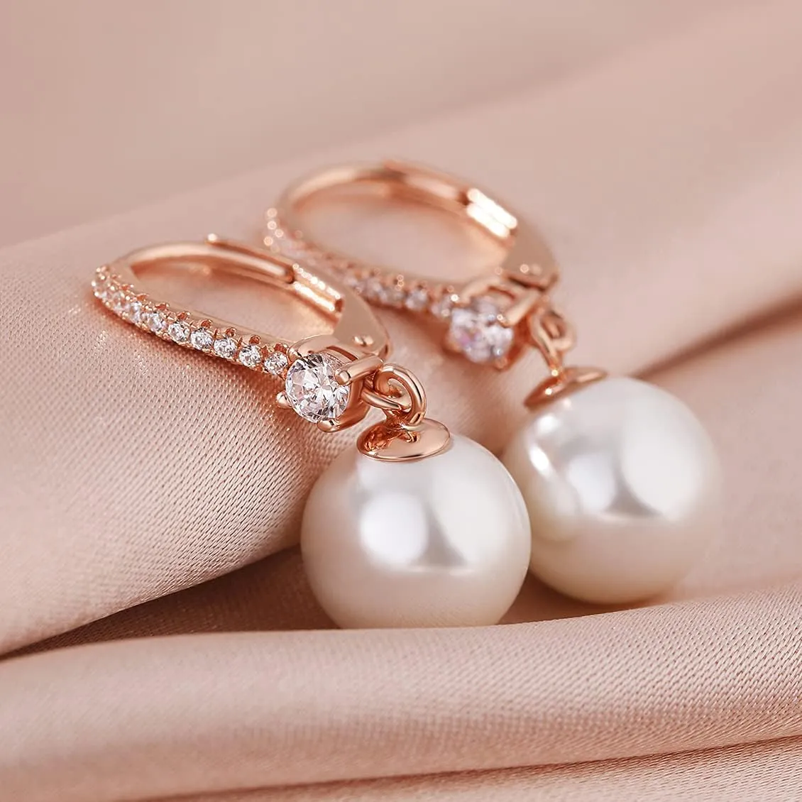 Jiamiao Sterling Silver Pearl Drop Earrings - 10mm Black/Pearl and Diamond Dangle Leverback Earrings for Women