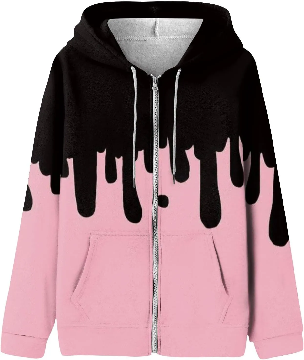 JJHAEVDY Hoodies for Women Oversized Drawstring Jackets Zip Up Long Sleeve Y2k Clothes Comfy Dressy Sweatshirts with Pockets