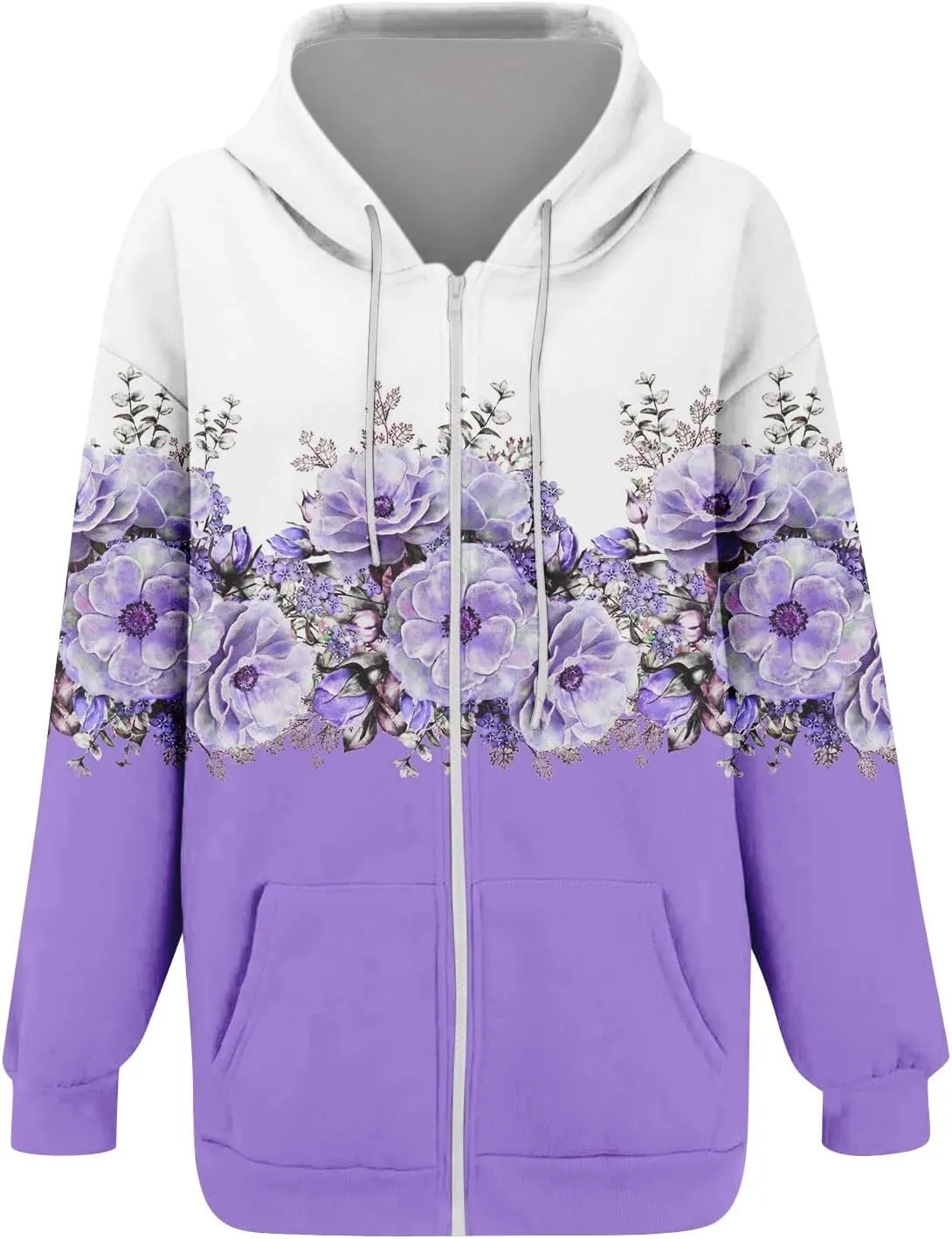 JJHAEVDY Zip Up Hoodie Women Solid Drawstring Sweatshirts Fall Outwear Jacket Hooded Coat Sports Activewear Pocket
