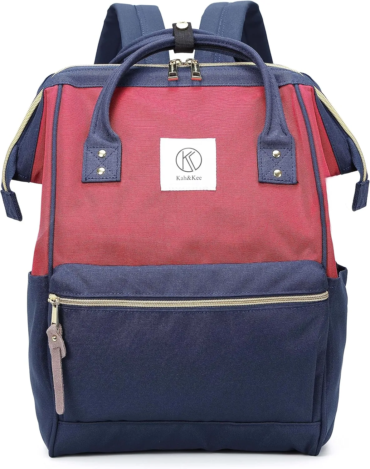 Kah&Kee Polyester Travel Backpack Functional Anti-theft School Laptop for Women Men (Bordeaux/Navy II, Medium)