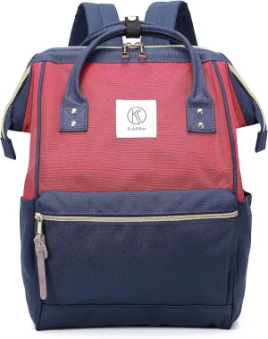Kah&Kee Polyester Travel Backpack Functional Anti-theft School Laptop for Women Men (Bordeaux/Navy II, Medium)