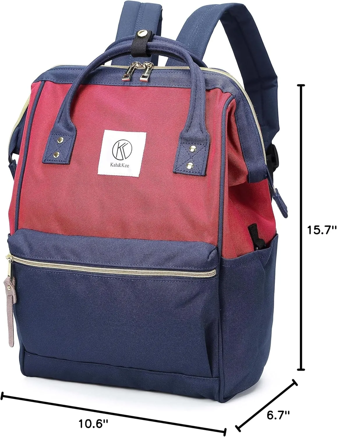 Kah&Kee Polyester Travel Backpack Functional Anti-theft School Laptop for Women Men (Bordeaux/Navy II, Medium)