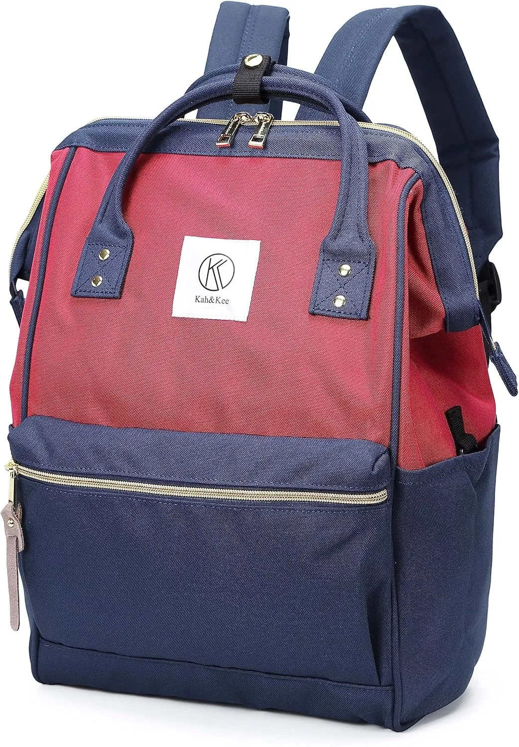 Kah&Kee Polyester Travel Backpack Functional Anti-theft School Laptop for Women Men (Bordeaux/Navy II, Medium)