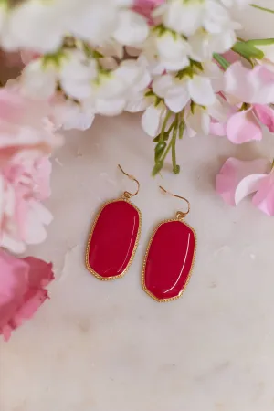 Kate Enamel Drop Earrings - Red