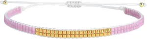 KELITCH Clear Miyuki Beaded Bracelets Handmade Friendship Strand Bracelets Fashion Jewelry For Women Bracelets (Pink 09A)