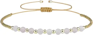 KELITCH Friendship Bracelets Agate Beaded Strand Bracelets Adjustable Charm Bracelets Fashion Jewelry for Women (White 27D)