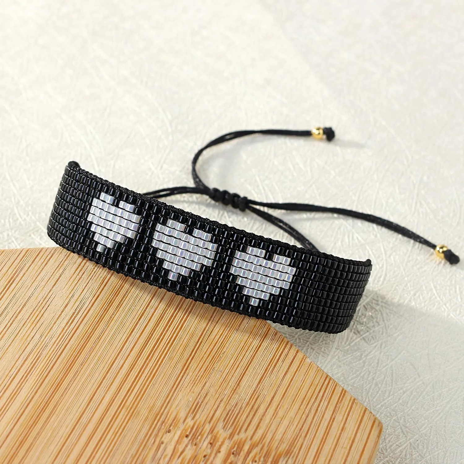 KELITCH Heart Shape Miyuki Beads Bracelets Handmade Braided Wrap Bracelets New Wax Rope Cuff Bracelets