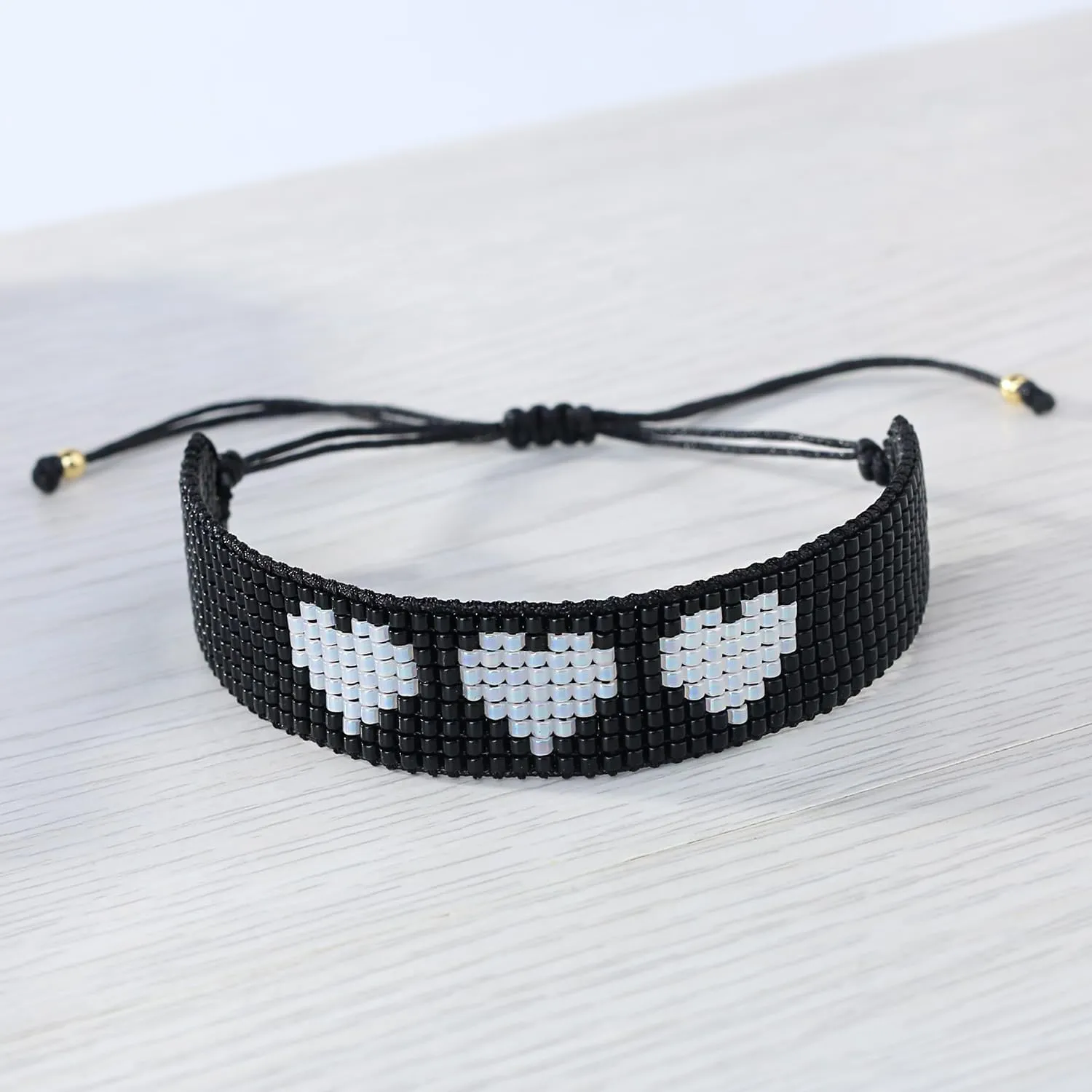 KELITCH Heart Shape Miyuki Beads Bracelets Handmade Braided Wrap Bracelets New Wax Rope Cuff Bracelets
