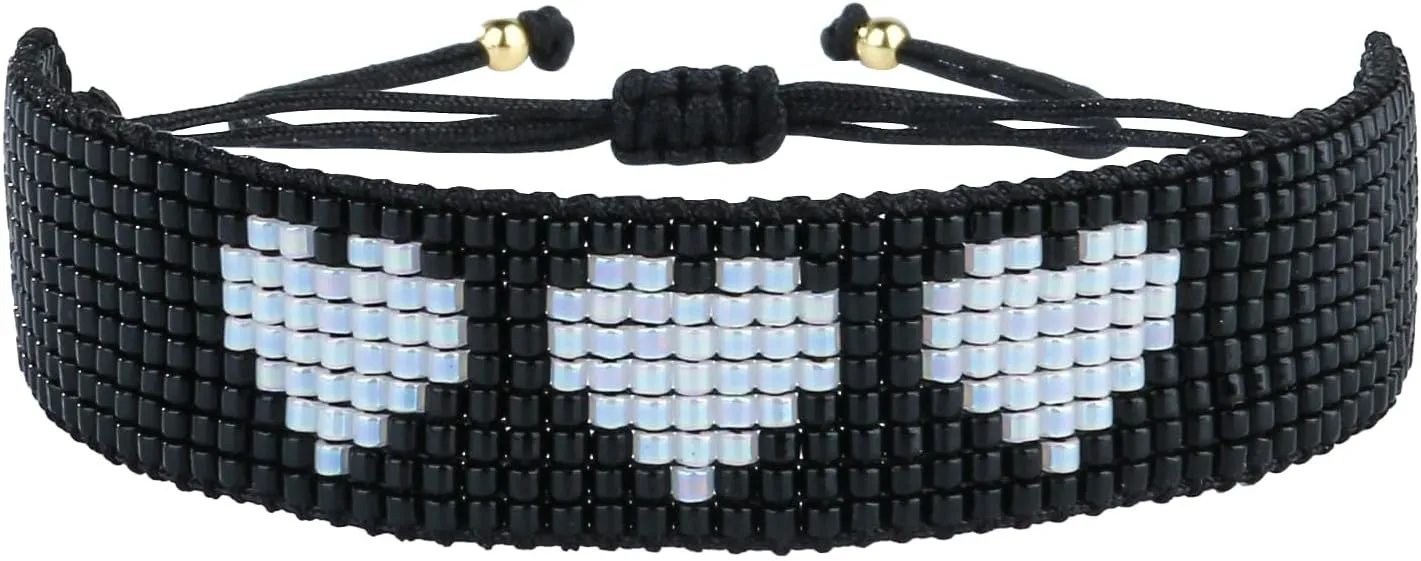 KELITCH Heart Shape Miyuki Beads Bracelets Handmade Braided Wrap Bracelets New Wax Rope Cuff Bracelets