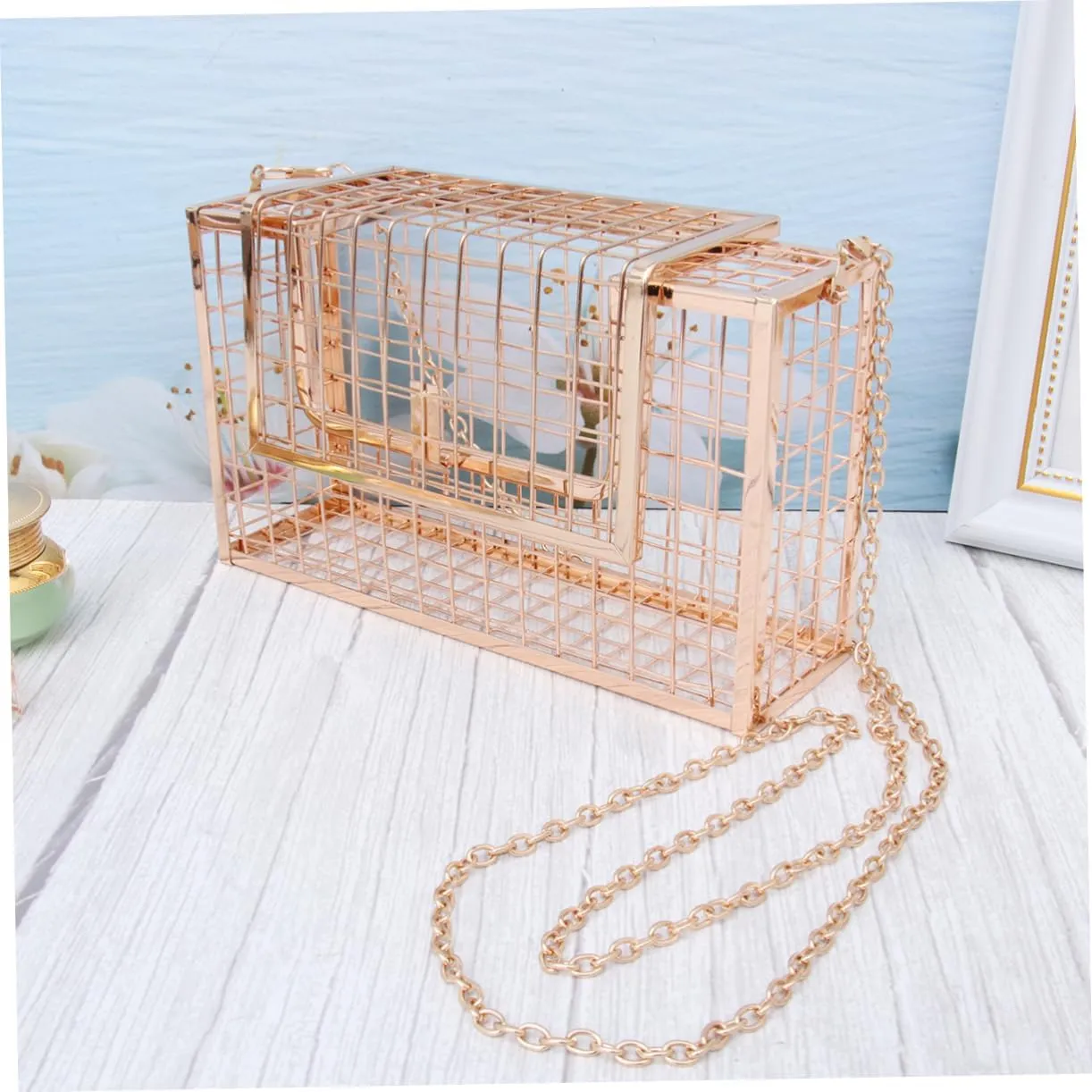 KESYOO 2 pcs metal baskets Evening Bag Clutch Bag Metal Clutch hollow handbag Lady bags dinner bag