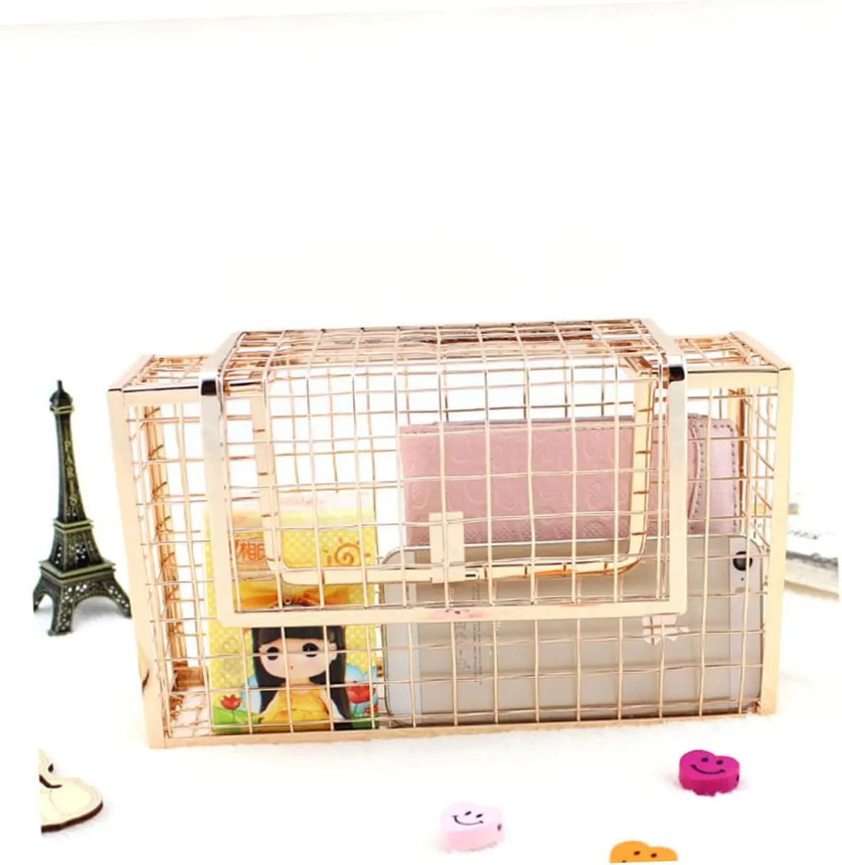 KESYOO 2 pcs metal baskets Evening Bag Clutch Bag Metal Clutch hollow handbag Lady bags dinner bag