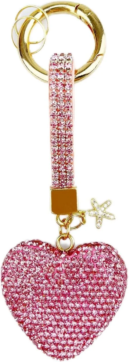 Keychains Rhinestone Heart Shape Glitter Crystal Key Rings Leather Bag Bling Crystal Key Chain Charm For Women Girls