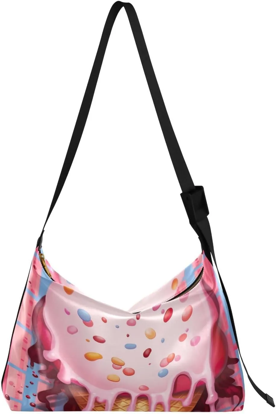 Kigai Ice Cream Pink Crossbody Bag Hobo Handbag Purse Fashion PU Leather Shoulder Bags for Women