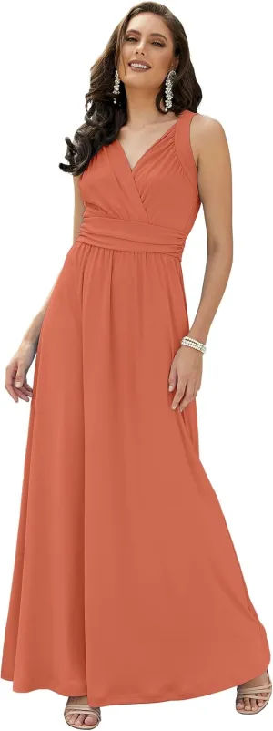 KOH KOH Womens Long Sleeveless Flowy Bridesmaid Cocktail Evening Gown Maxi Dress