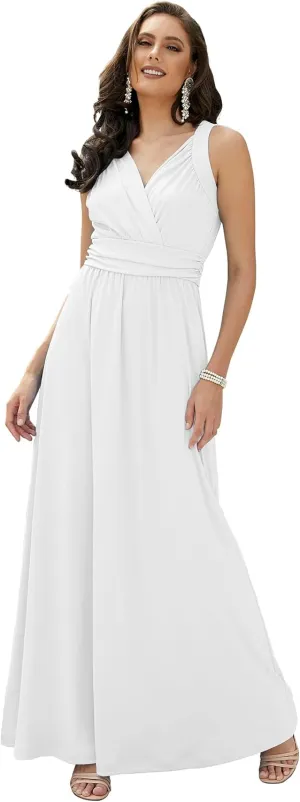 KOH KOH Womens Long Sleeveless Flowy Bridesmaid Cocktail Evening Gown Maxi Dress