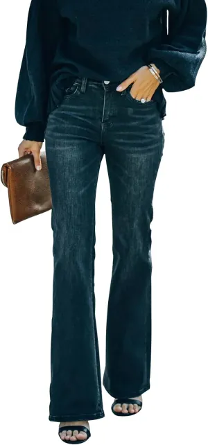 KUNMI Women's Flare Bell Bottom Jeans High Waisted Wide Leg Bootcut Jeans Stretchy Denim Pants