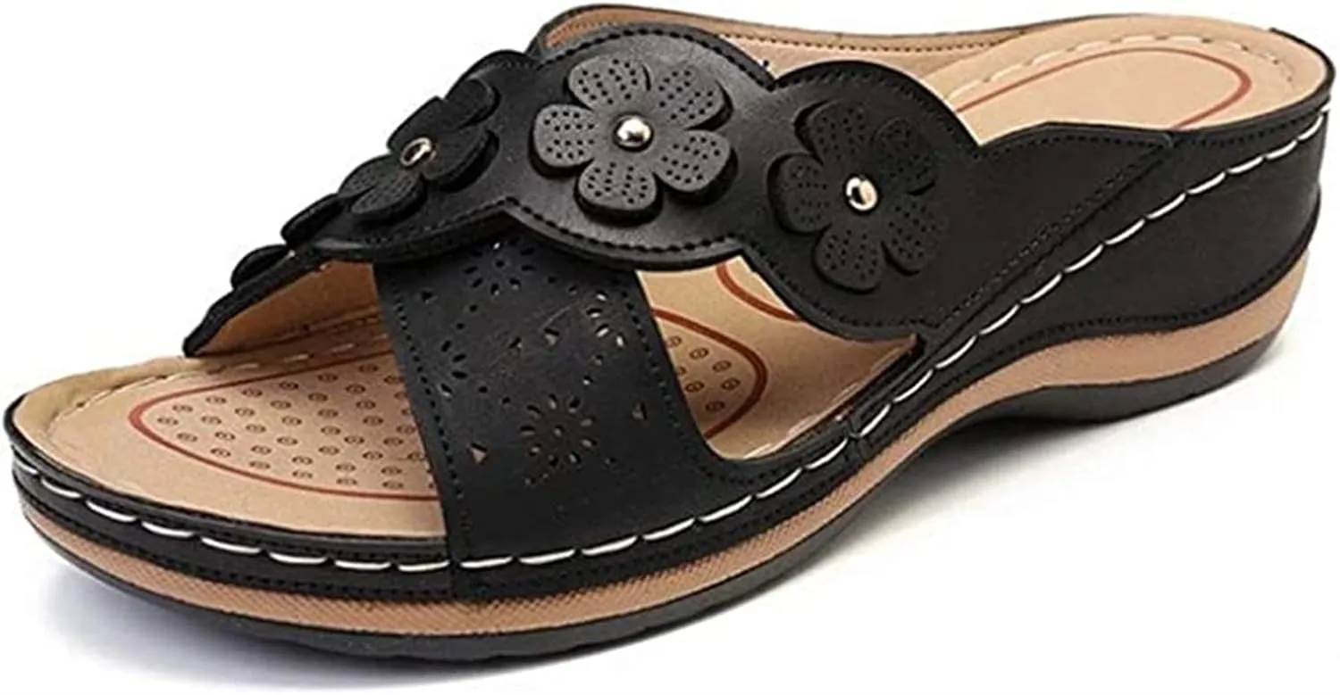 Ladmiple Womens Sandals Dressy Comfortable Fashion Orthotic Slides Orthopedic Slippers With Plantar Fasciitis Arch Support