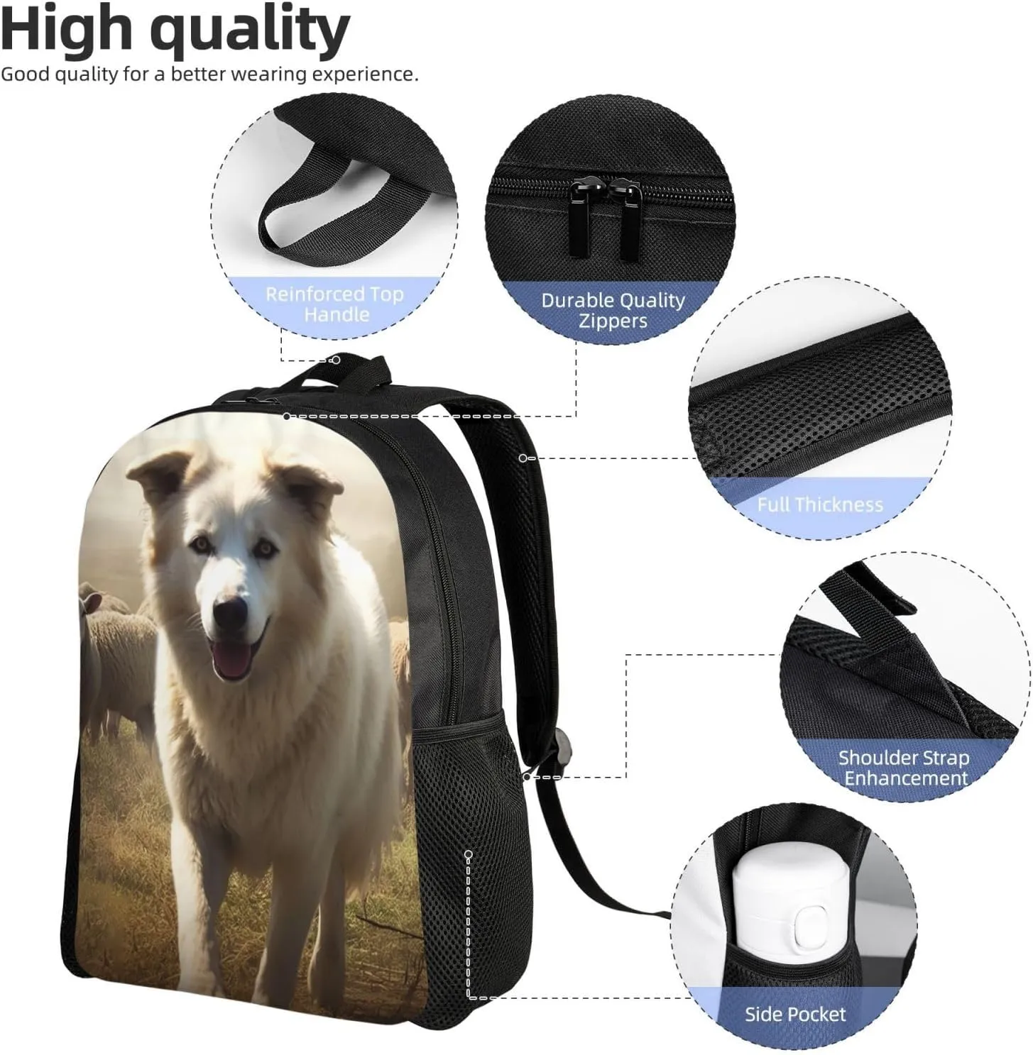 Laptop Backpack for Women Men Carry-on Backpack Dogs and Sheep Daypack Lightweight Travel Shoulder Bags