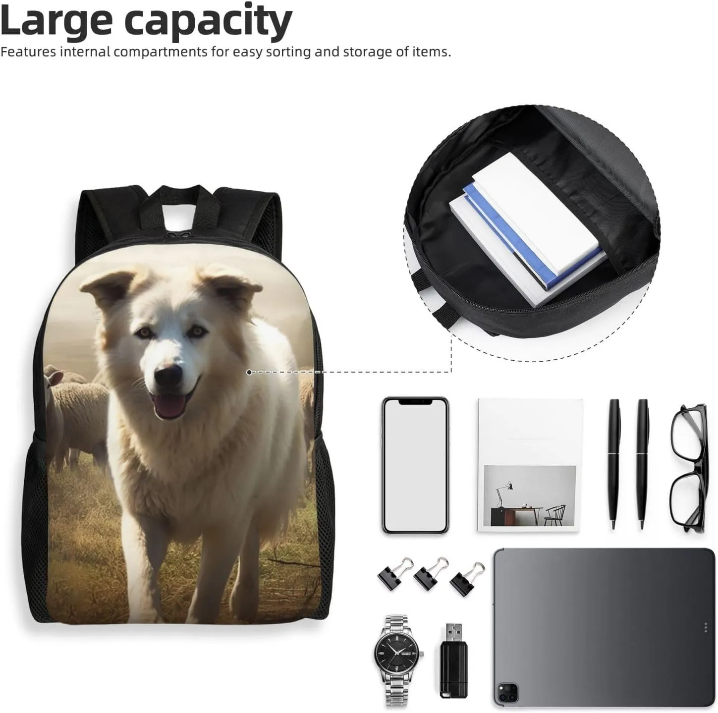 Laptop Backpack for Women Men Carry-on Backpack Dogs and Sheep Daypack Lightweight Travel Shoulder Bags