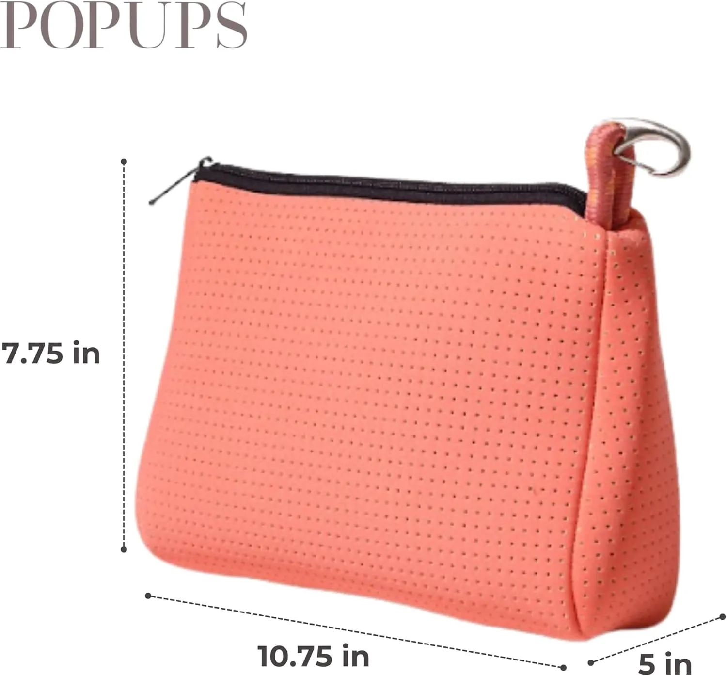 Large Makeup Bag with Zipper - Waterproof Neoprene Cosmetic Bag 7.7 x 10.75 x 5 inches - Pouch Blushing Pink
