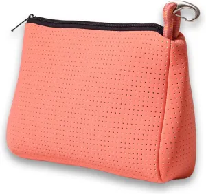 Large Makeup Bag with Zipper - Waterproof Neoprene Cosmetic Bag 7.7 x 10.75 x 5 inches - Pouch Blushing Pink