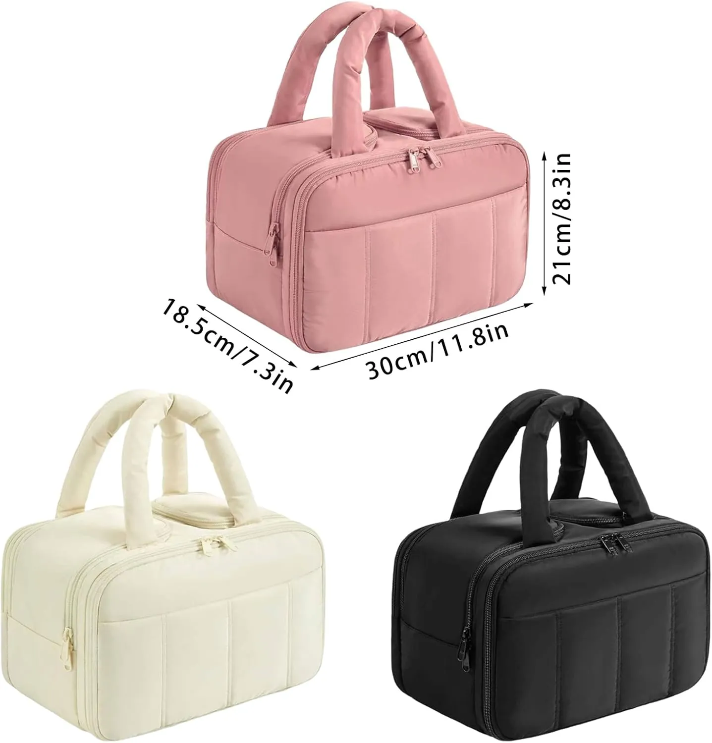 Large Travel Toiletry Bag Practical Makeup Organized for Women Cosmetic Pouches with Handle and Multiple Compartments