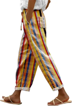 LCMTWX Wide Leg Linen Pants Woman 2025 Pants with Pockets Wide Leg Cropped Pants for Women Capri Pants 2025 Pants with