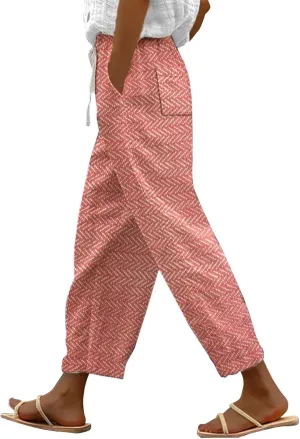 LCMTWX Wide Leg Linen Pants Woman 2025 Pants with Pockets Wide Leg Cropped Pants for Women Capri Pants 2025 Pants with