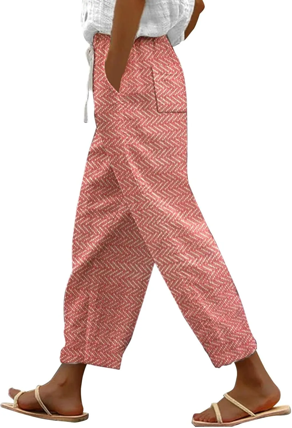 LCMTWX Wide Leg Linen Pants Woman 2025 Pants with Pockets Wide Leg Cropped Pants for Women Capri Pants 2025 Pants with