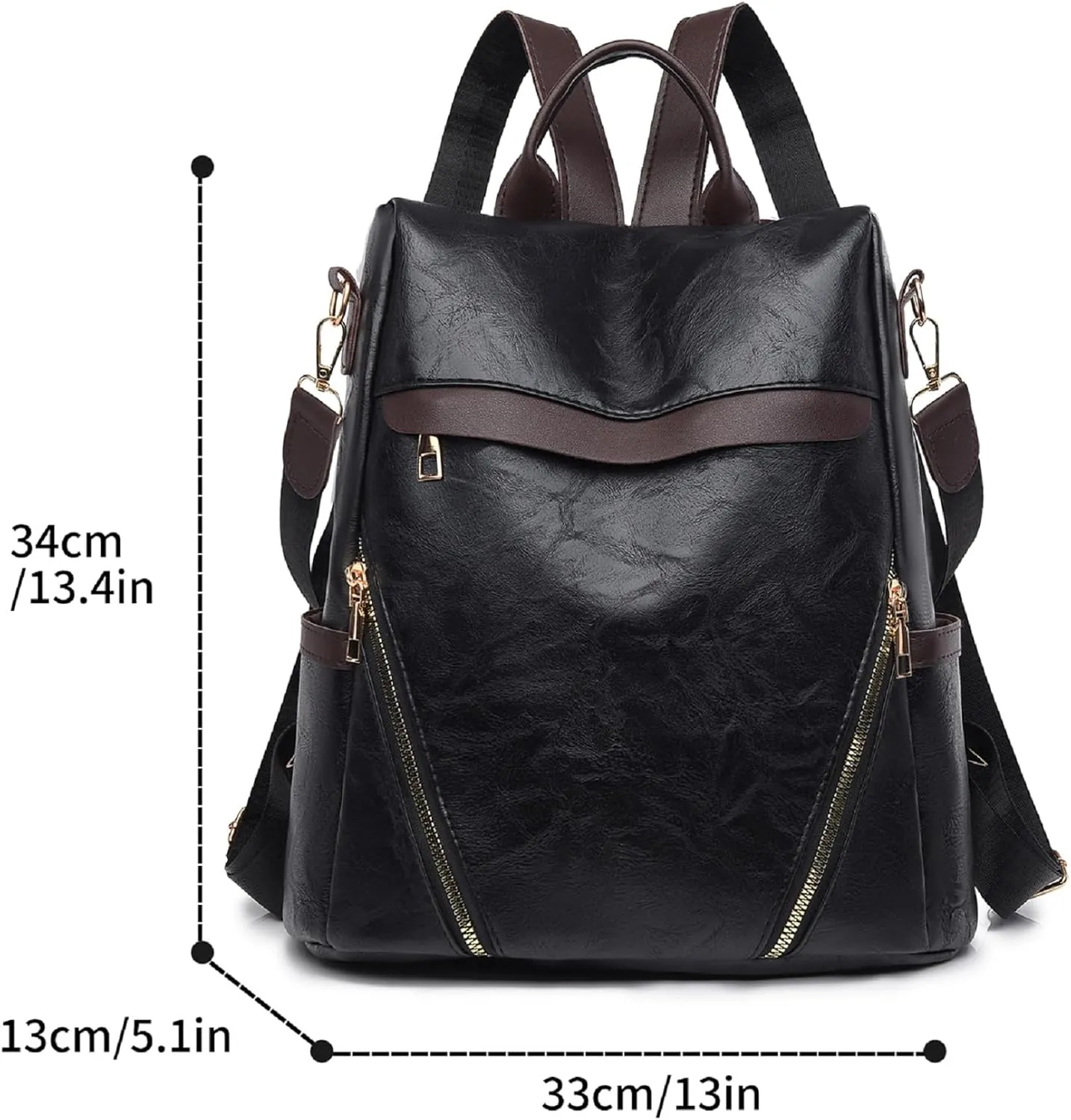 Leather Backpack Purse for Women Multipurpose Design Ladies Shoulder Bags Convertible Satchel Handbags Travel Bag (black)