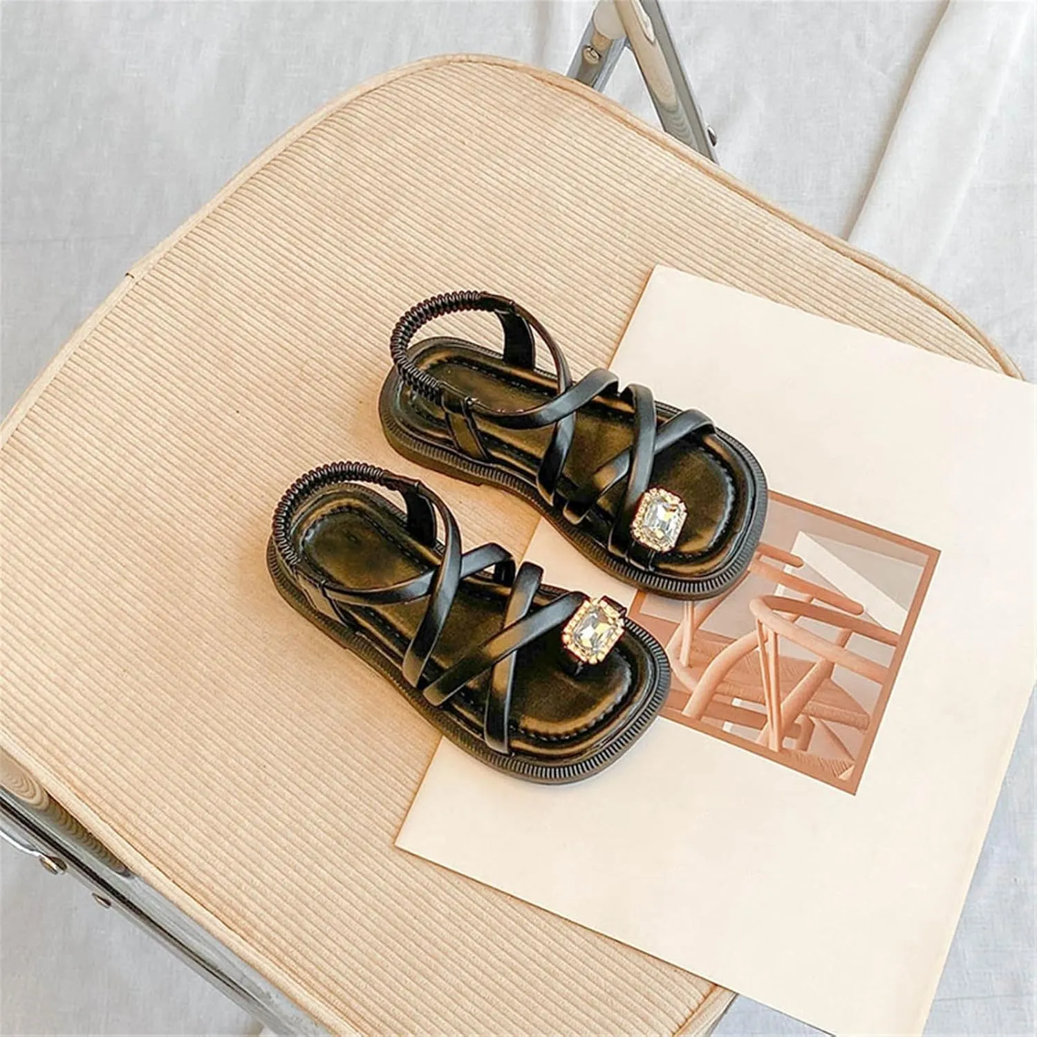 Leather Sandals for Girls Baby Girls Sandals Open Toe Cute No Heels Dress Sandals Strappy High Sandals for Girls