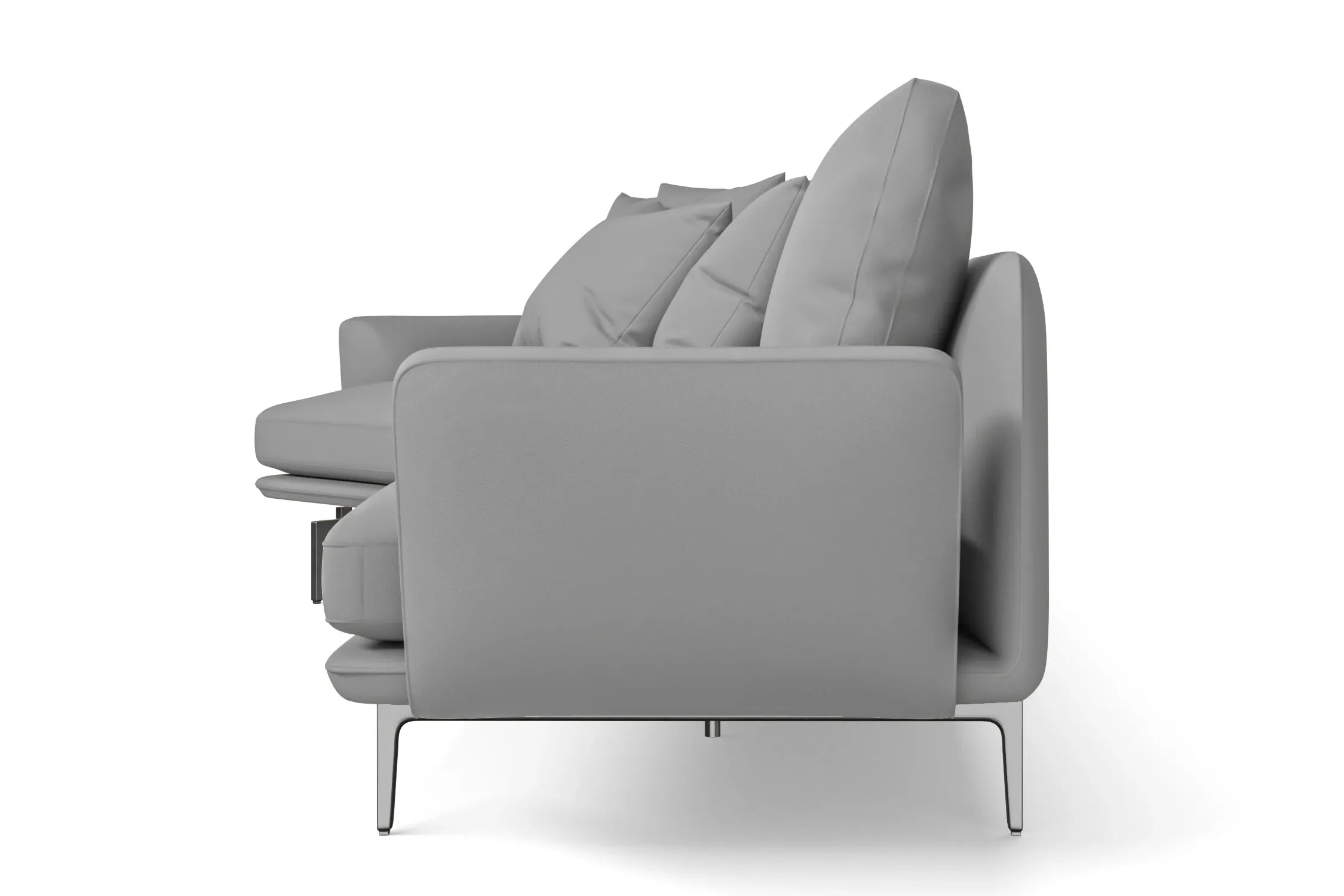 Legnano 4 Seater Left Hand Facing Chaise Lounge Corner Sofa Grey Leather