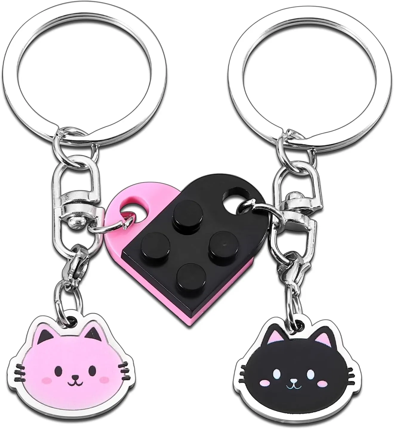 Lego Heart Key Chain, Couple Keychain, Anniversary Giifts for Her Him, Gifts for Boyfriend Girlfriend, Matching Couples Stuff, Cute Couple Gifts, Cat Keychain for Husband Wife