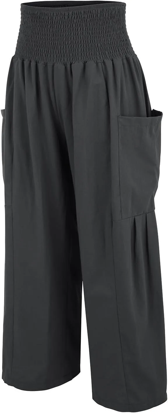 Linen Pants Women Comfy Flowy High Waist Wide Leg Trousers Summer Trendy Lounge Pant Beach Palazzo Pants with Pockets 2025