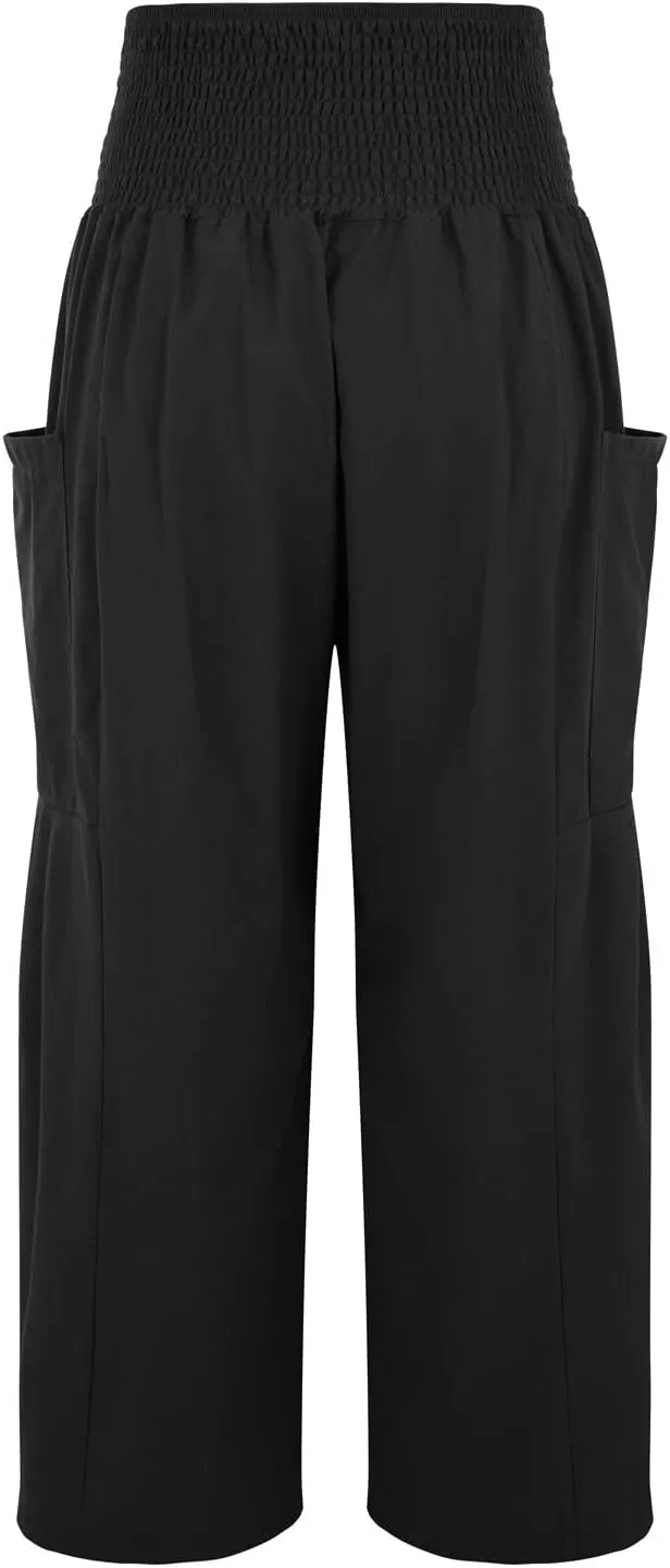 Linen Pants Women Comfy Flowy High Waist Wide Leg Trousers Summer Trendy Lounge Pant Beach Palazzo Pants with Pockets 2025