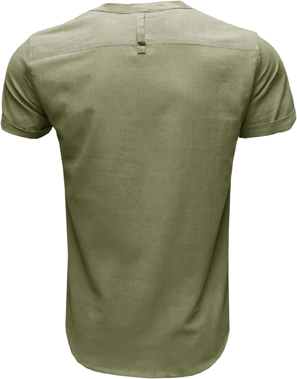 Linen Short Sleeve Shirts for Men Button Solid Color Henley Tees Shirt Trendy Slim Outdoor Gym Pullover with Pockets