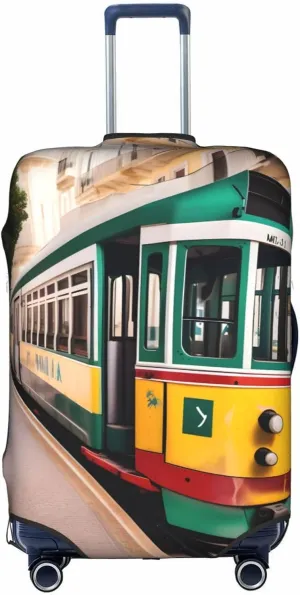 lisbon tram pattern Print Practical Elastic Washable Travel Luggage Cover with Concealed Zipper for Suitcases