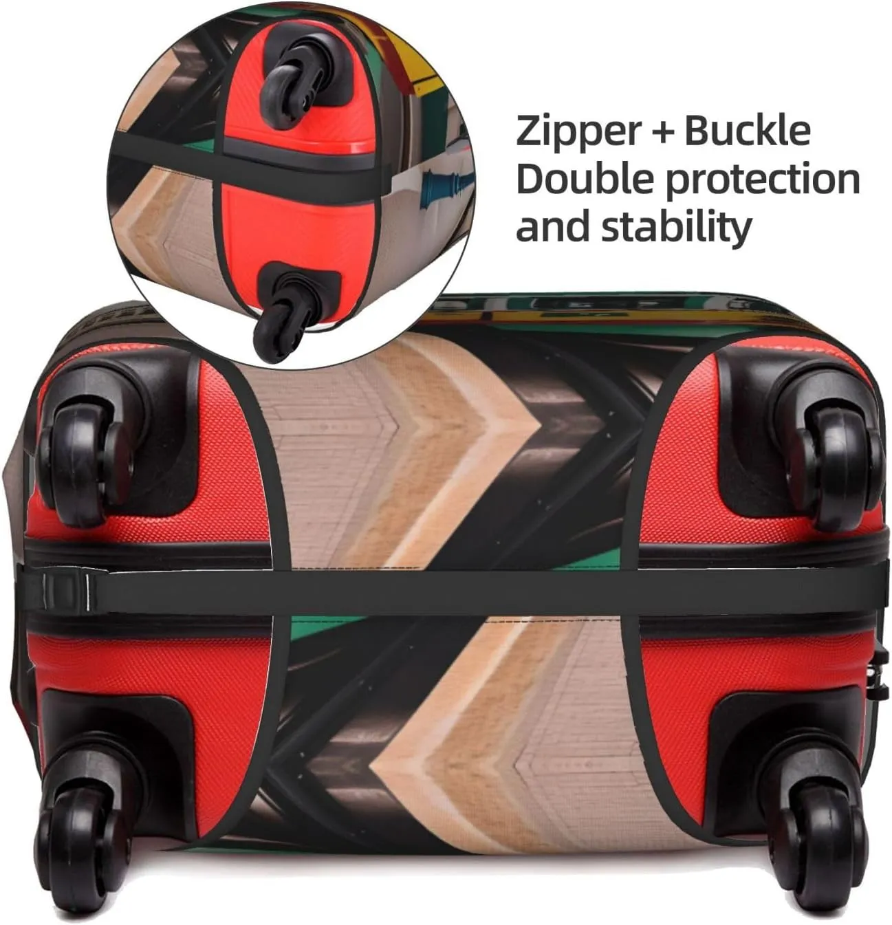 lisbon tram pattern Print Practical Elastic Washable Travel Luggage Cover with Concealed Zipper for Suitcases