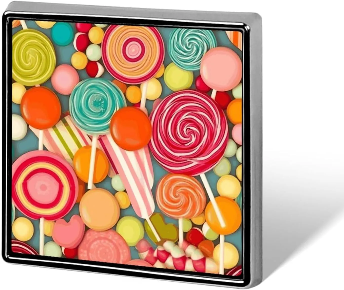 Lollipops Pattern Suit Lapel Pin Fashion Lapel Pins for Men Women for Backpacks Funny Hat Brooch Pin Personalized Bag Lapel Badge Metal Novelty Buttons & Pins (Square)