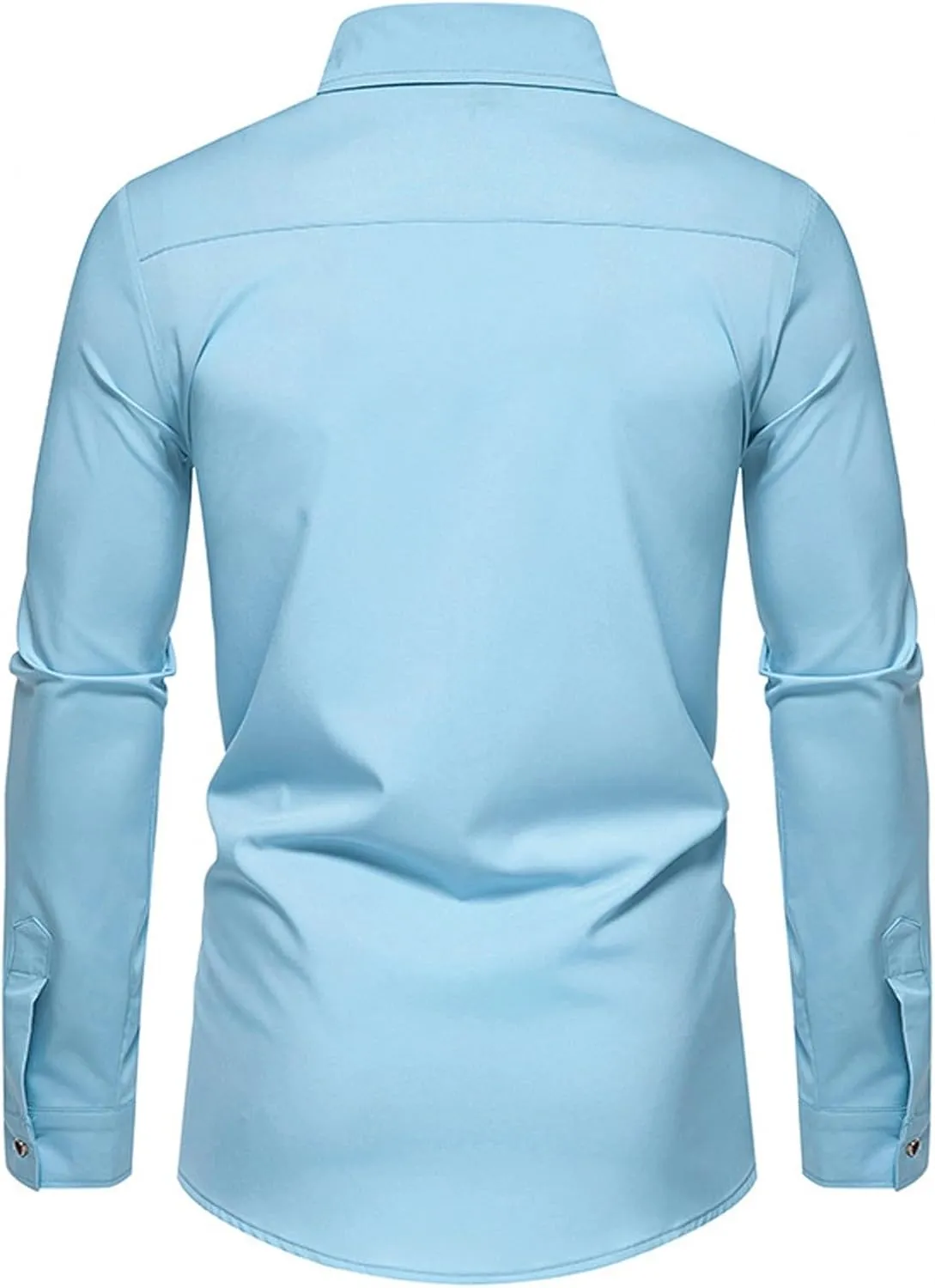 Long Sleeve T Shirt Men Casual Button Down Collared Dress Shirts Lightweight Slim Fit Wrinkle Free Business Shirt