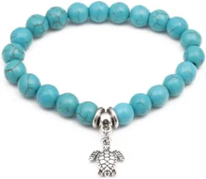 Lucky Turtle Bracelet Women Animal Friendship Beaded Stretch Family Friends Good Luck Stackable Wrap Silver Anniversary Birthday