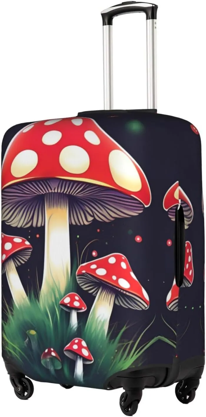 Magic Mushrooms Print Practical Elastic Washable Travel Luggage Cover with Concealed Zipper for Suitcases