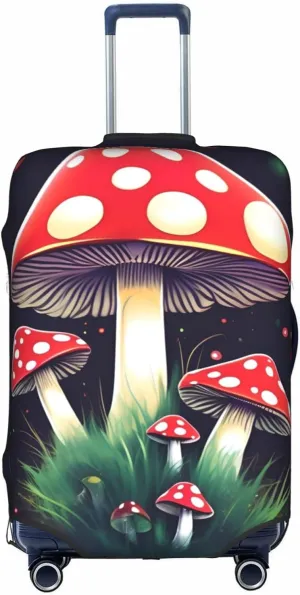 Magic Mushrooms Print Practical Elastic Washable Travel Luggage Cover with Concealed Zipper for Suitcases