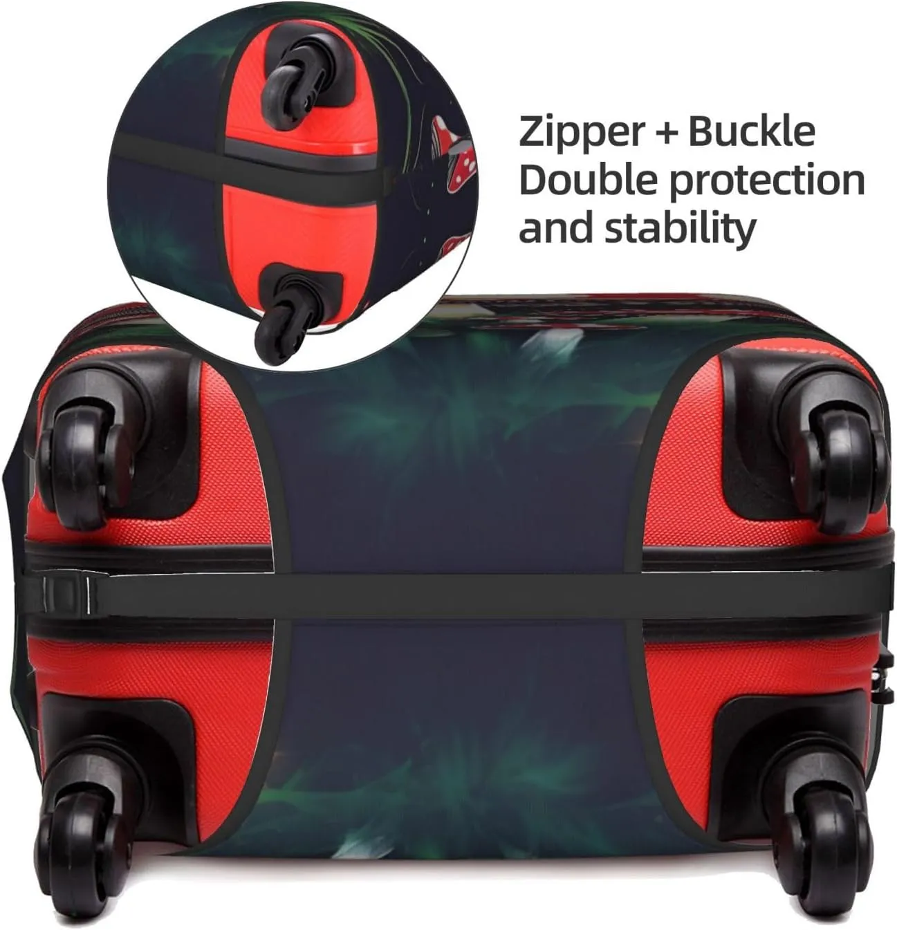Magic Mushrooms Print Practical Elastic Washable Travel Luggage Cover with Concealed Zipper for Suitcases
