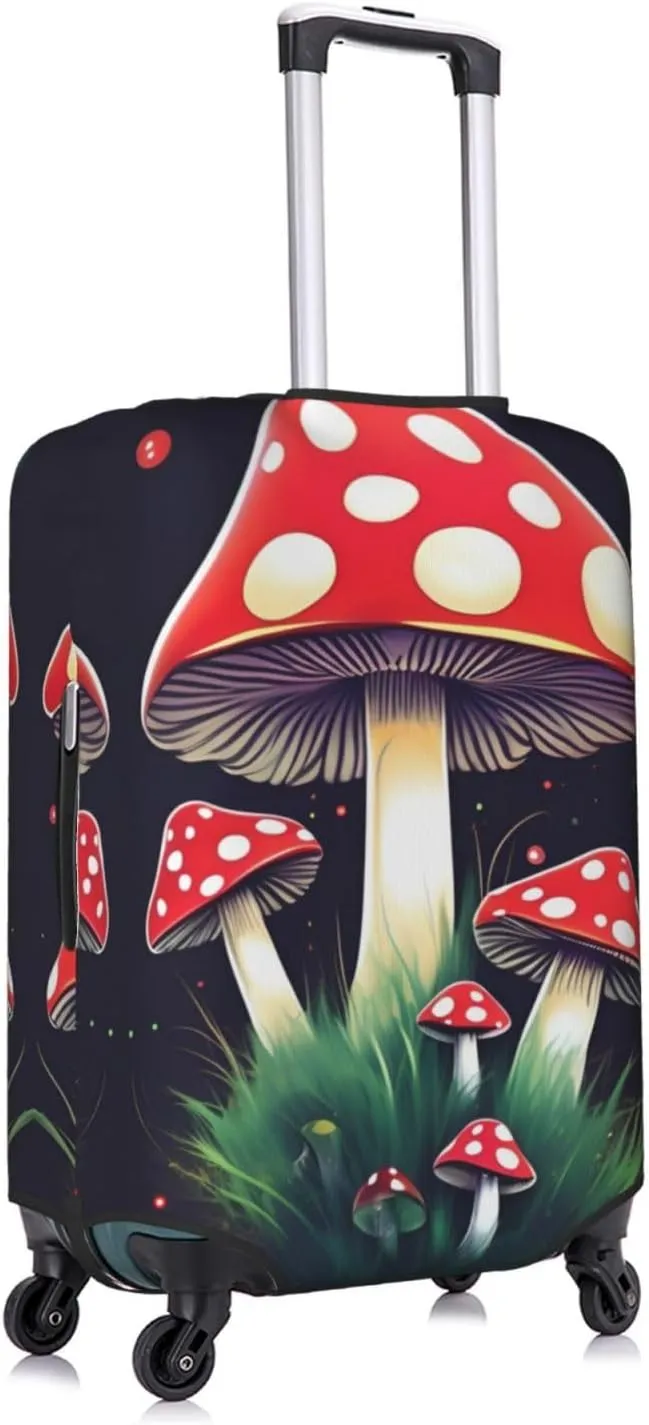 Magic Mushrooms Print Practical Elastic Washable Travel Luggage Cover with Concealed Zipper for Suitcases