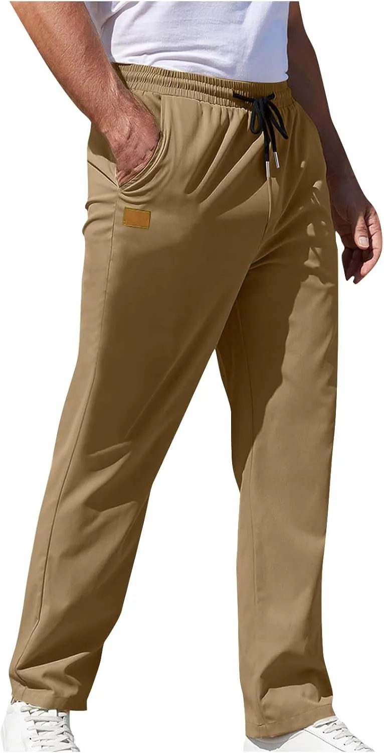 Men Fashion Sport Pants Straight Fit Cargo Pants Solid Casual Pants Stretch Jogger Pants Classic Comfort Pants