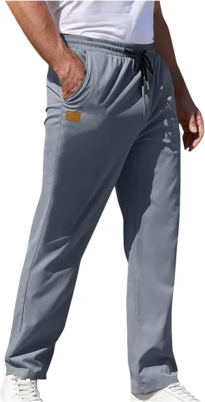 Men Fashion Sport Pants Straight Fit Cargo Pants Solid Casual Pants Stretch Jogger Pants Classic Comfort Pants