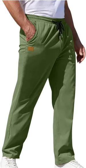Men Fashion Sport Pants Straight Fit Cargo Pants Solid Casual Pants Stretch Jogger Pants Classic Comfort Pants
