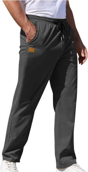 Men Fashion Sport Pants Straight Fit Cargo Pants Solid Casual Pants Stretch Jogger Pants Classic Comfort Pants