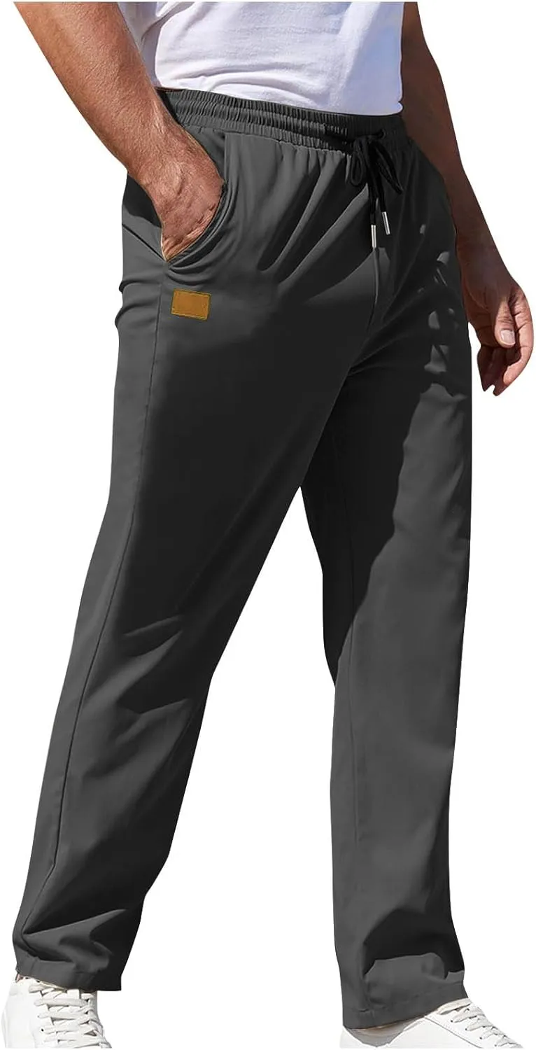 Men Fashion Sport Pants Straight Fit Cargo Pants Solid Casual Pants Stretch Jogger Pants Classic Comfort Pants